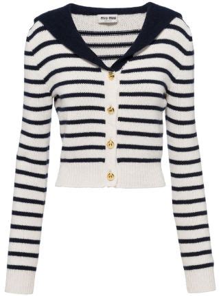 miu miu striped sweater|miumiu cashmere cardigan.